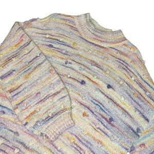 Ann Taylor Loft Bobble Sweater Women’s L Multicolor Pastel Crew Neck Fall Winter
